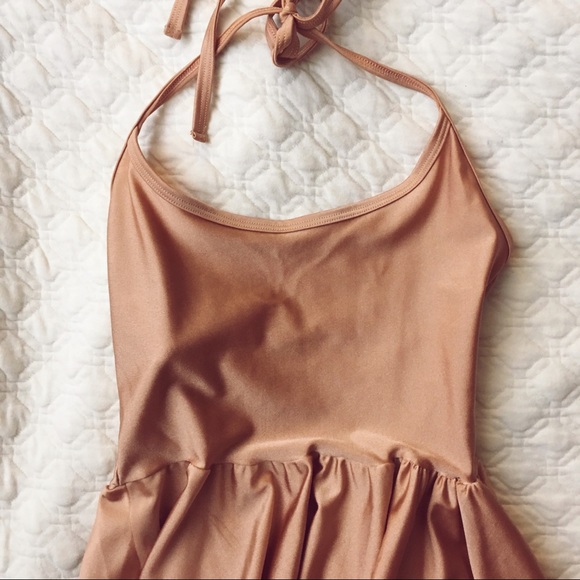 American Apparel Peach Figure Skater Dress Shiny S - Picture 5 of 6